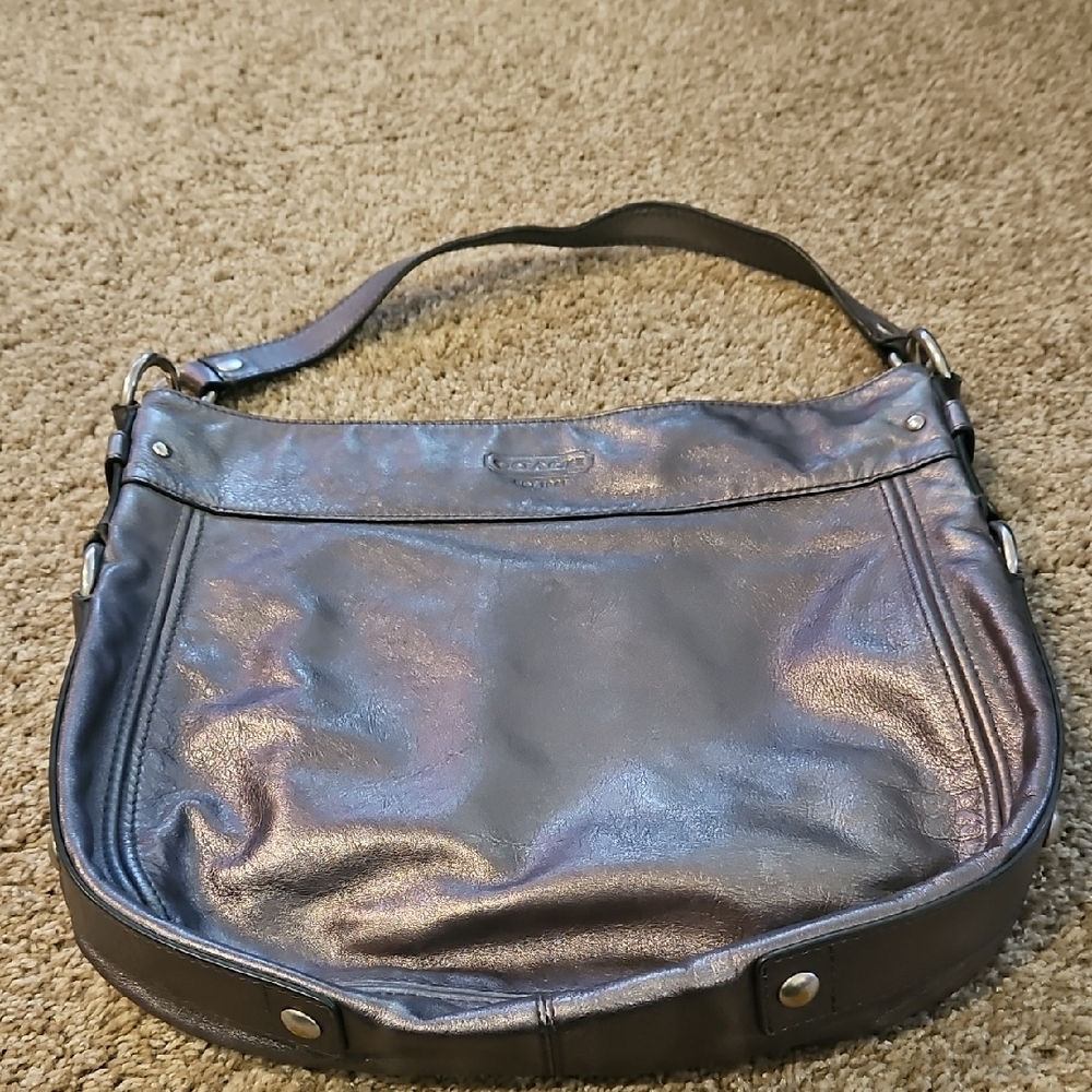Coach Metallic Gray Shoulder Bag